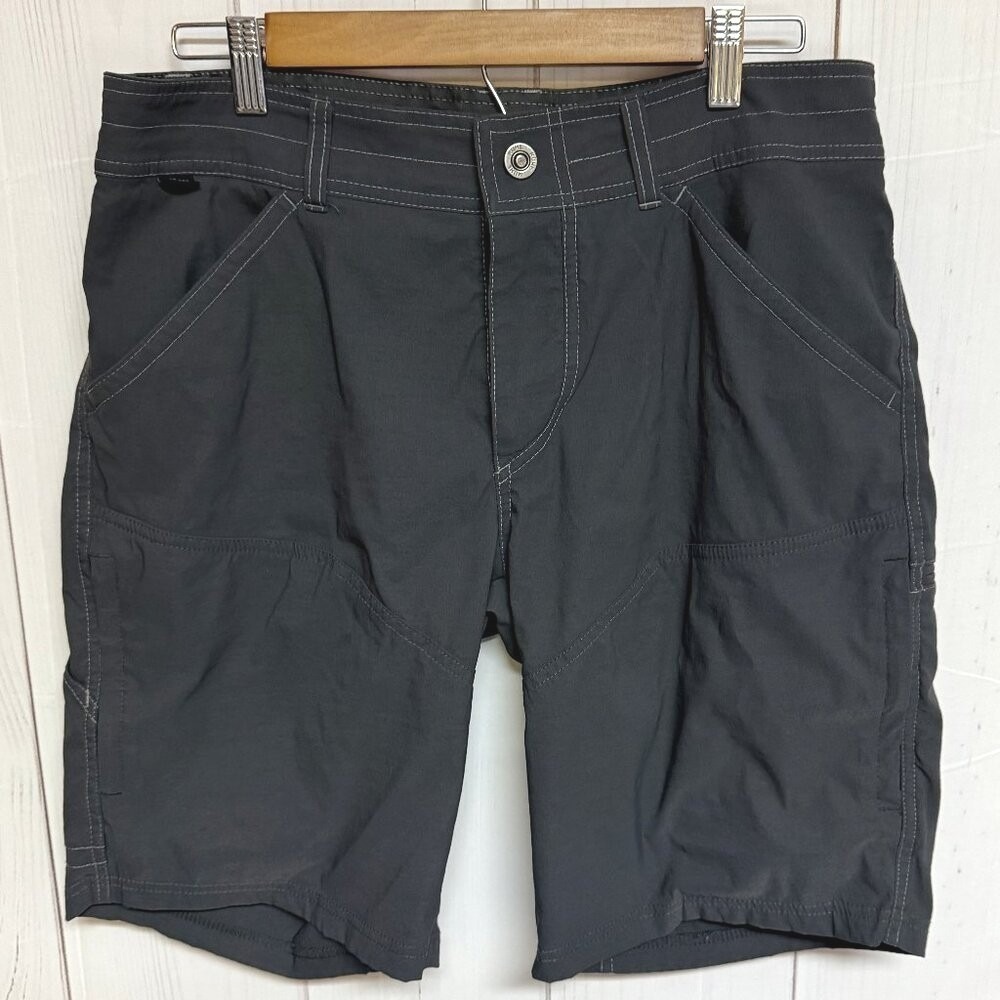 KÜHL Mens Renegade Shorts 32 Koal Gray 10" Hiking Stretch UPF 50 EUC